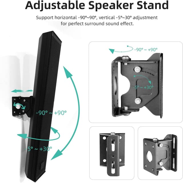Detalle de TaoAcc Universelle schwenkbare Lautsprecher-Wandhalterung für Lautsprecher bis 20 kg (neigbar, schwenkbar), Schwarz