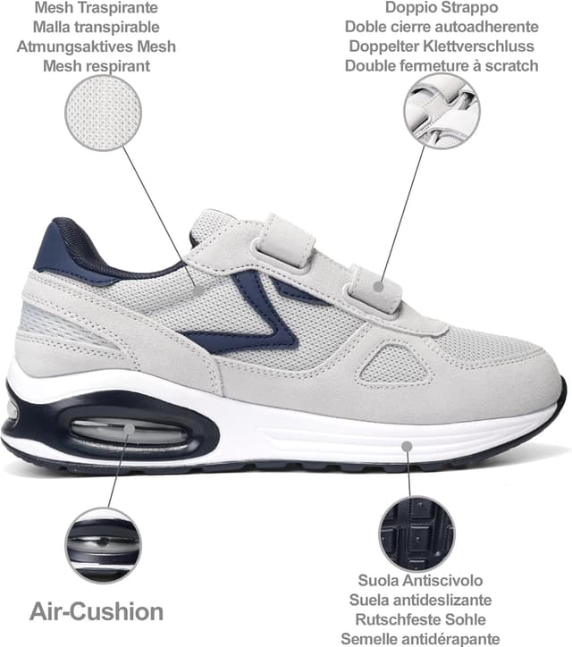 Detalle de STRAPPO SOFT : chaussures homme à scratch mesh respirant, amorti à coussin d’air et semelle antidérapante