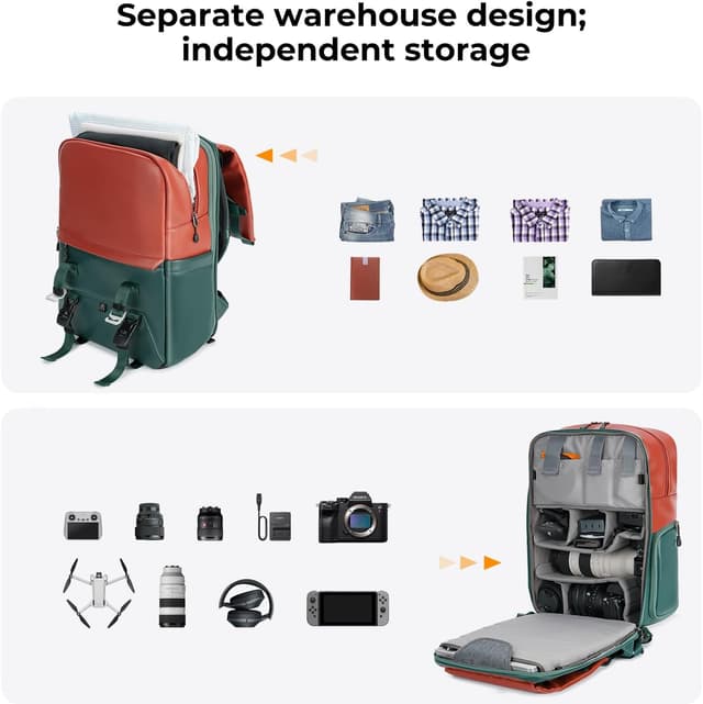 Detalle de K&F CONCEPT 20L Camera Backpack with Raincover & 15.6-inch Laptop Compartment