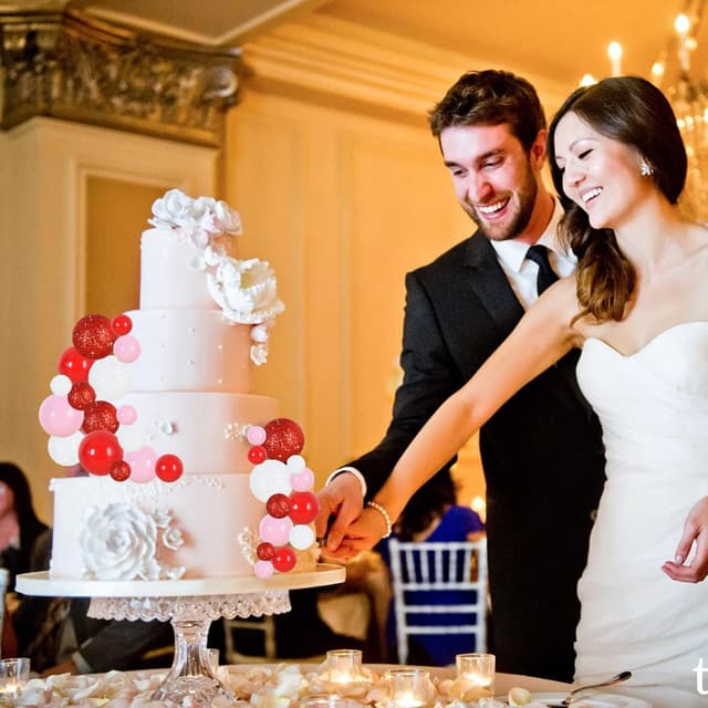 Detalle de RIBBOOO 40-piece ball cake topper set with foam balls and wire stems (red, pink & white)