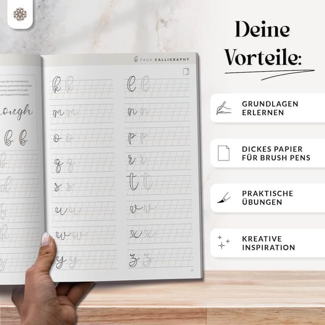 Detalle de Lebenskompass® Handlettering Übungsbuch für Anfänger – Achtsame Kalligraphie & Hand Lettering trainieren