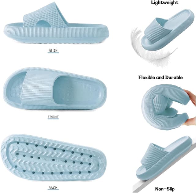 Detalle de QJJQ Badeschuhe „Cozislides“ – superweiche Badeschlappen mit Wolken-Design, blau (EU 40/41)