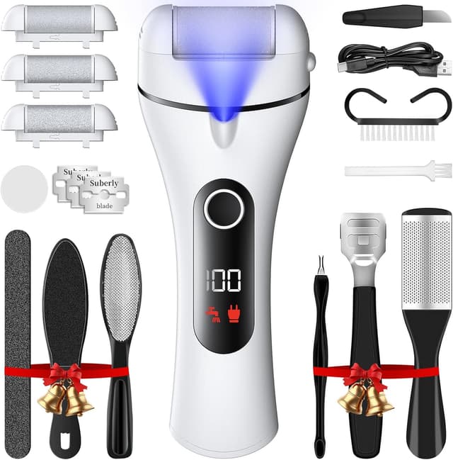 Detalle de Ehomfory elektrischer Hornhautentferner für die Füße mit Arbeitslicht, 3 Gänge und LED-Anzeige