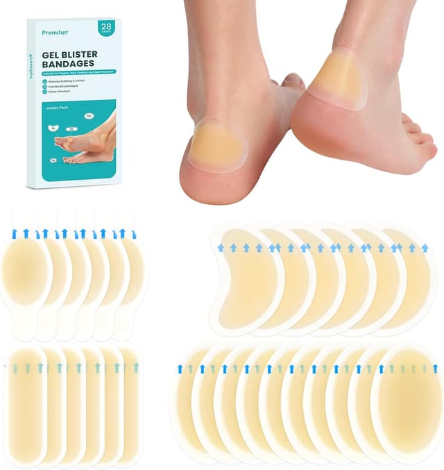 Detalle de Promifun Blister Pads Hydrocolloid Gel Bandages, 28 ct Water-Resistant Variety Pack
