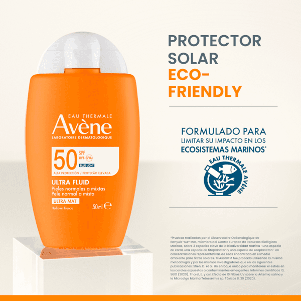 Detalle de Avène Solar Fluido Invisible Ultra Mat SPF50+ ☀️ 2x50 ml