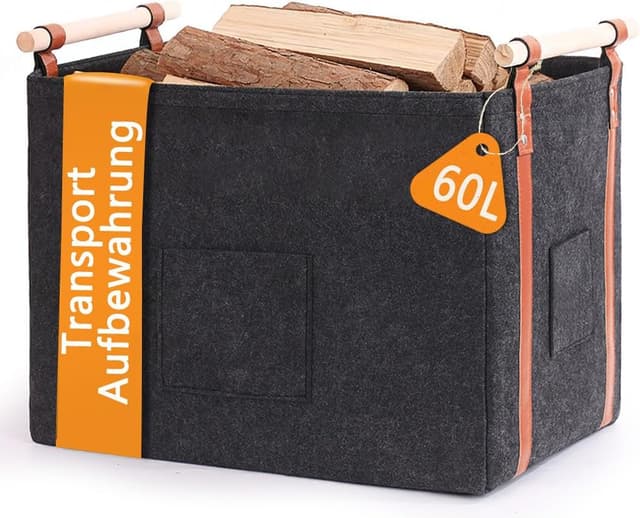 Detalle de Diurwur Holzkorb 60L Kaminholz