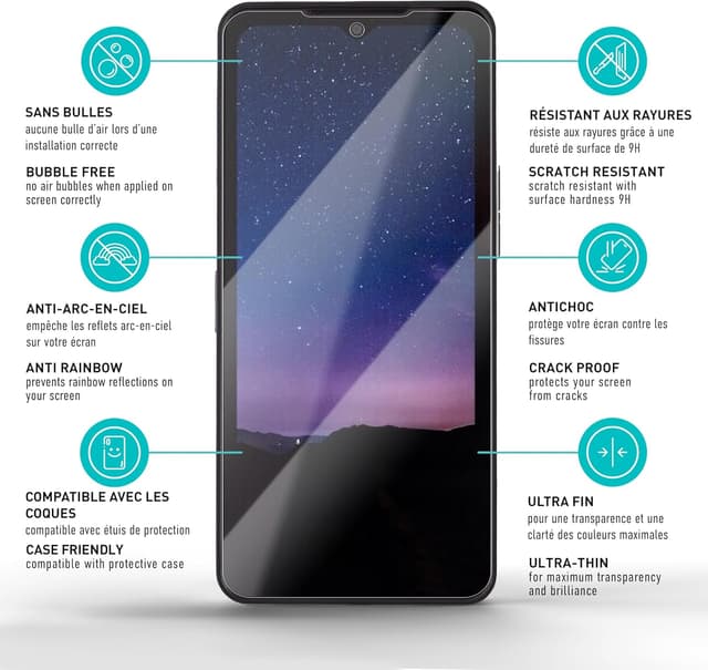 Detalle 2 de Pack smartect Verre Trempé pour CAT S75 (3 pièces) HD anti-rayures – clair, sans bulles