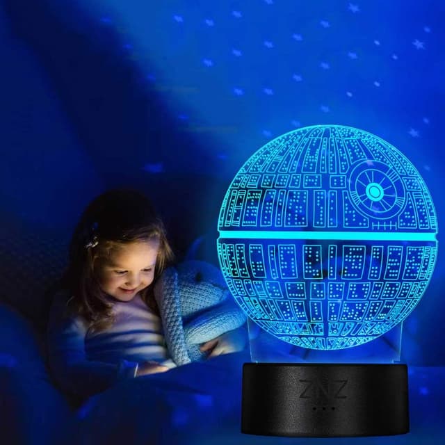 Detalle de ZNZ 3D Lamp LED Illusion Night Light (16 colours, 3 modes) with Remote & Smart Touch — including 6-inch Death Star design
