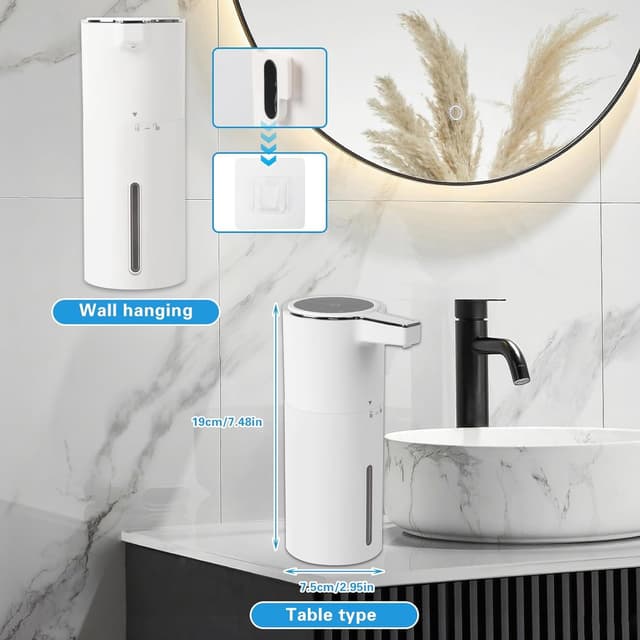 Detalle 2 de Longzhuo Automatic Touchless Liquid Soap Dispenser (400ml) with Infrared Sensor and IPX5