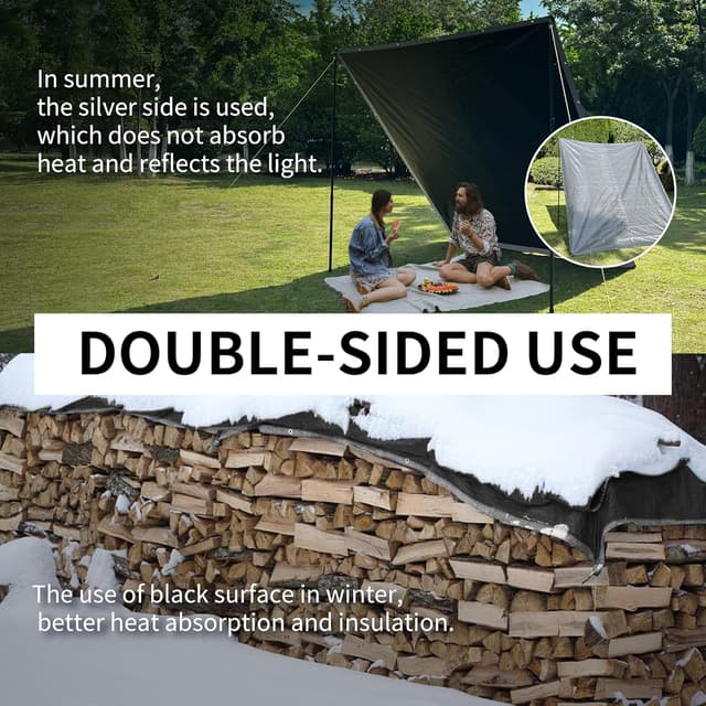 Detalle de TARPAL 4x12 Feet Silver 10.5Mil Heavy-Duty Multipurpose Tarp (Waterproof, Reinforced Edges)