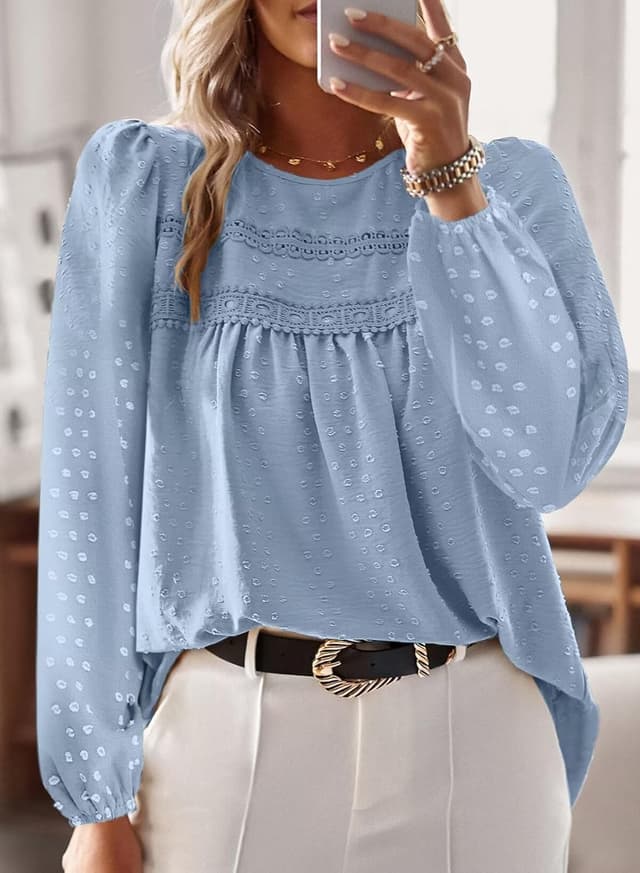 Detalle 2 de TUUHAW Langarmshirt Damen mit Rundhals