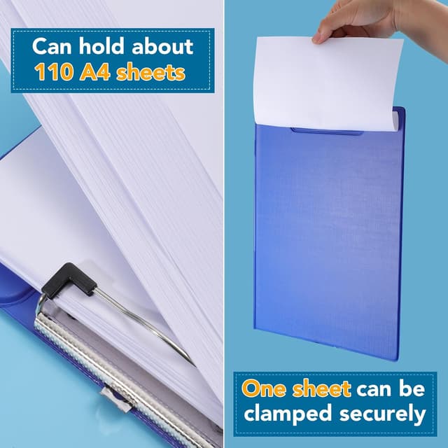 Detalle de 4 Pack A4 Clipboard Folder with Cover and Pen Holder (32 x 23cm) – Foldover Document Organiser