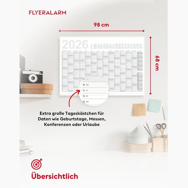 Detalle 2 de FLYERALARM Calendario anual 2026 98x68 cm