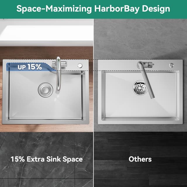 Detalle 2 de ANYCEE Lavello in acciaio inox 60 x 45 cm, 1 vasca con foro rubinetto e cestello