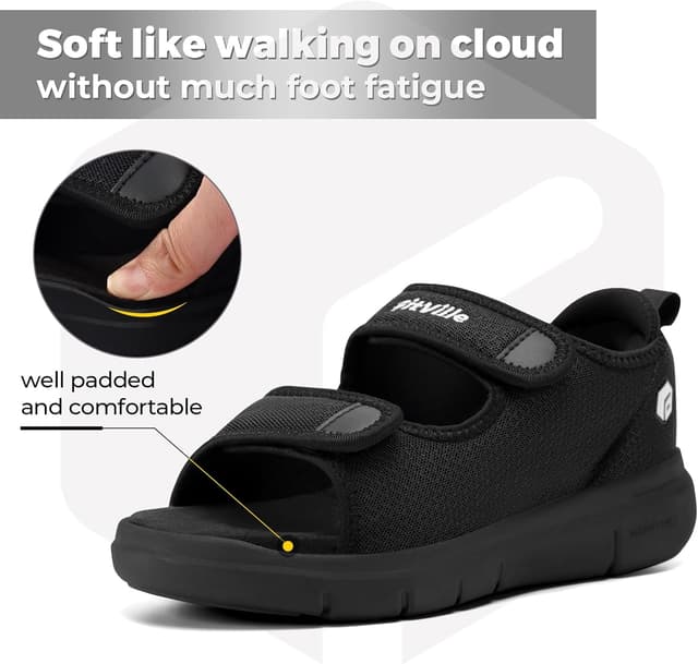 Detalle de FitVille Weit Offene Diabetiker-Sandalen für Herren mit Klettverschluss – orthopädische Reha- & Verbandsschuhe