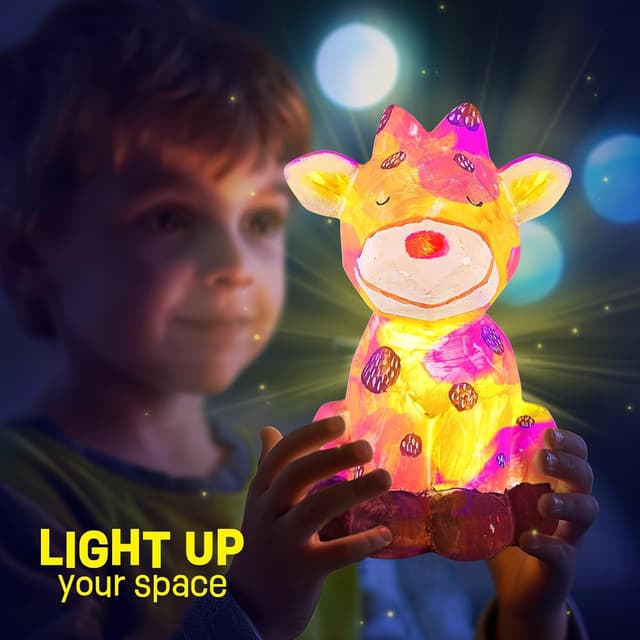 Thumbnail 6 de Bastelset Kinder ab 6 Jahren: weihnachtliches Reh-Lampe-Malset (DIY) mit 12 Farbtöpfen, Pinseln & Schürze