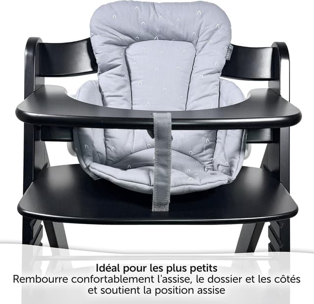 Detalle 2 de LaLoona baby bedding réducteur pour chaise haute Hauck Alpha et Beta — coussin d’assise moelleux gris, certifié OEKO-TEX Standard 100
