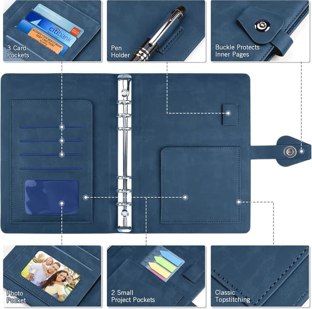 Detalle 2 de PU Leather A5 Ring Binder Notebook 200 Sheets