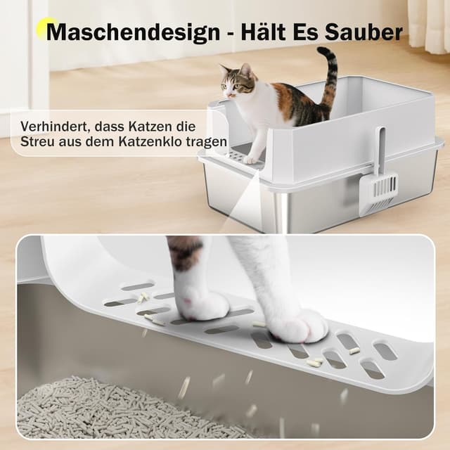 Detalle 2 de MIXJOY Katzenklo Edelstahl XL 37L Katzentoilette