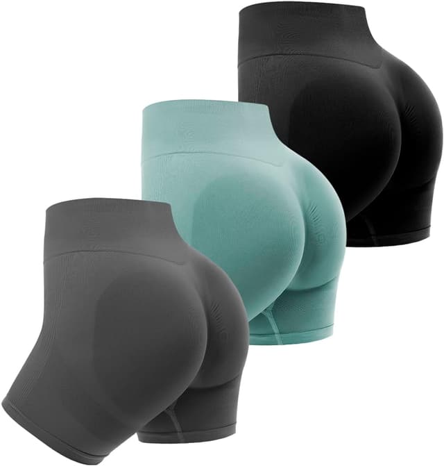 Detalle de Mesaro Women’s Gym Shorts (3 Pack) – Tie-Dye Scrunch Butt High Waisted Workout & Yoga Shorts