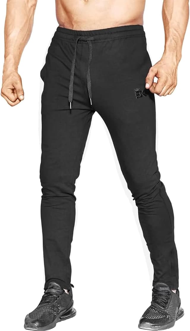 Detalle 2 de BROKIG Mens Zip Gym Joggers – slim fit track trousers with ankle zip