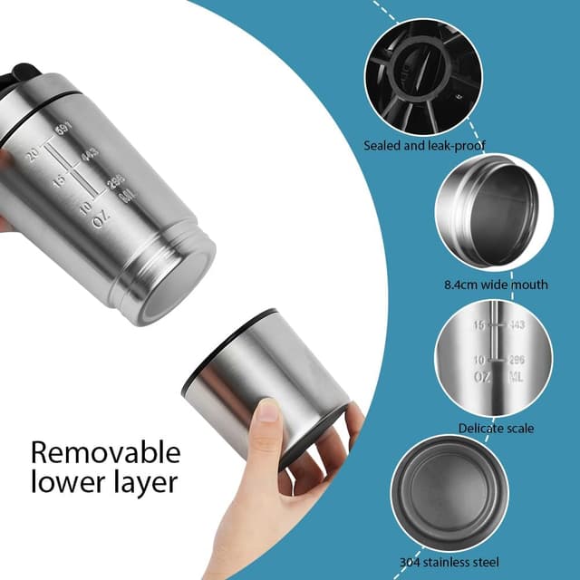 Detalle de ACWOO 700ml Protein Shaker Bottle with 200ml cup 🥤