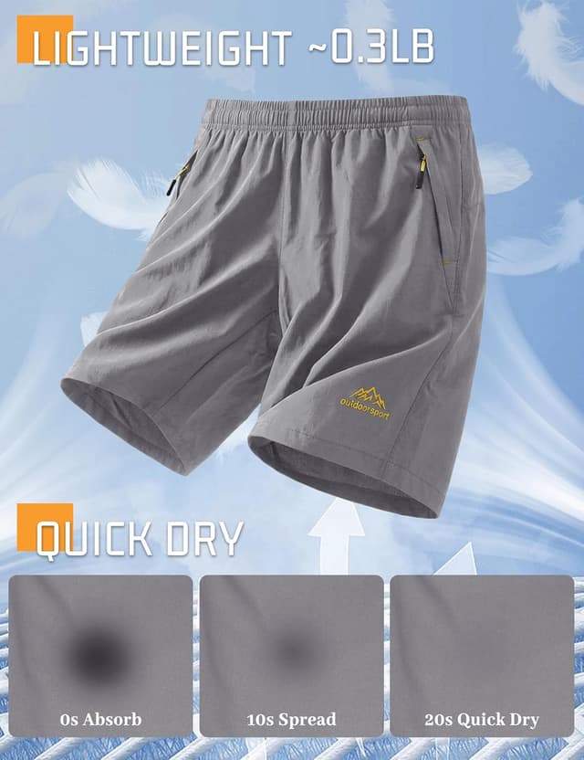 Detalle de TACVASEN men’s quick-drying training shorts with zip pockets