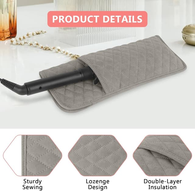 Detalle de WRORUNER Heat-Resistant Hair Tools Organiser Bag (13.8 x 5.5) for Straighteners & Curling Irons