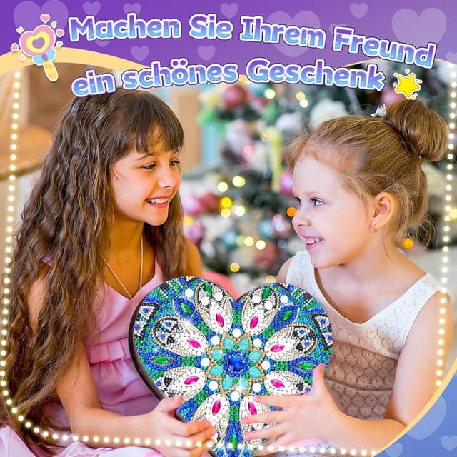 Thumbnail 6 de Flnlano „Geschenke für Mädchen 6–10 Jahre“: Diamond-Painting Bastelset für Schmuckkästchen mit Spiegel