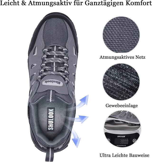 Detalle de SHULOOK Wanderschuhe Damen wasserdicht & leicht – rutschfeste Outdoor-Bergschuhe für Hiking, Camping und Angeln