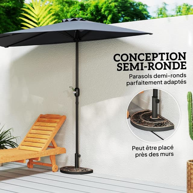 Thumbnail 3 de Outsunny Base Parasol Demi-Cercle 9 kg Bronze