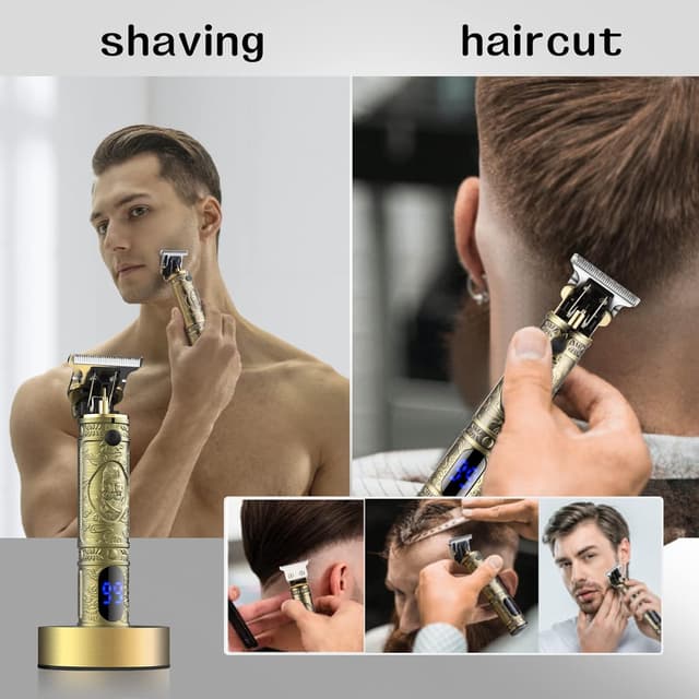 Detalle 2 de Suttik cordless professional men’s hair clipper & trimmer kit with charging dock, LED display and guide combs