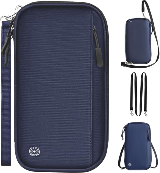 Detalle de Reisepass-Tasche Familie mit RFID Blocker, Blau