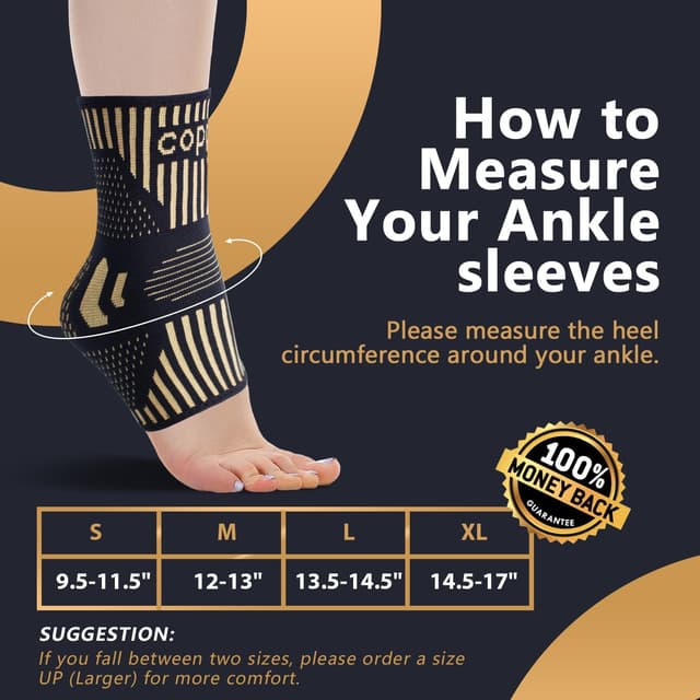 Thumbnail 2 de Lusenone Copper Ankle Brace Support Compression Sleeve Socks (Pair) for Men & Women