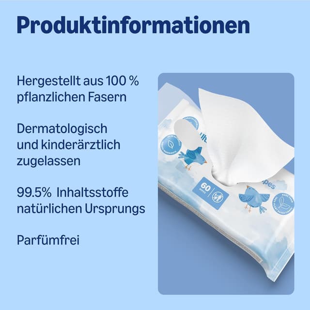 Detalle de by Amazon Ultra Sensitive Babyfeuchttücher (unparfümiert) – 18 Packungen à 60 Stück