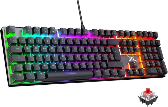 Detalle de TECKNET Mechanische Gaming-Tastatur mit 109 Tasten