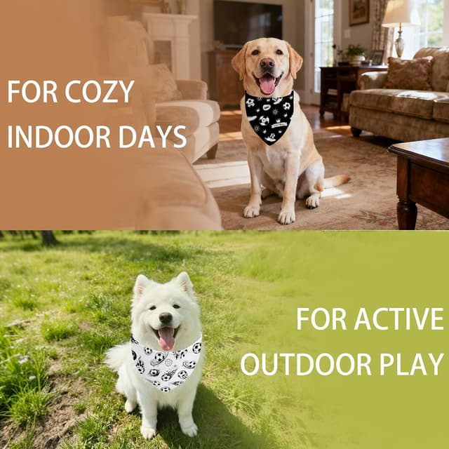 Detalle de Shaeotek 2-pack Soccer Dog Bandanas (Black & White Triangle)