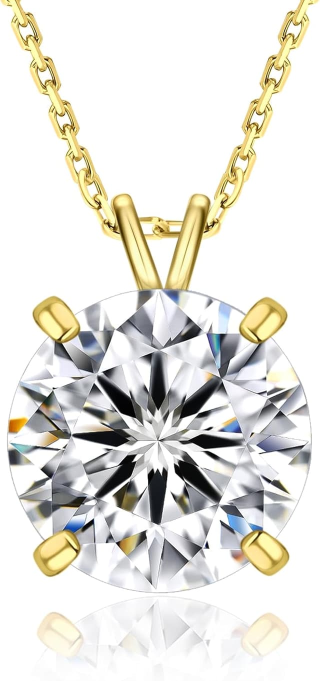 Thumbnail 6 de KRKC&CO Moissanit-Anhänger-Kette aus 925 Sterling Silber (Solitär Halo) – Damen, VVS1, D-Farbe