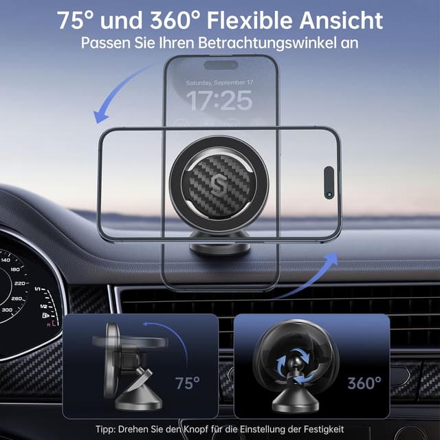 Detalle 2 de SYNCWIRE Handyhalterung Auto für MagSafe – flexibler Drehhalter mit starkem Magnet und 3M VHB Tape