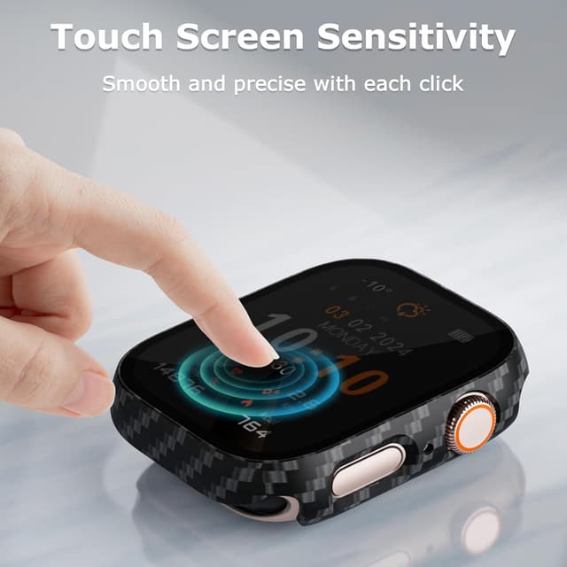 Detalle de LINTEKER Privacy Screen Protector Case for Apple Watch Series 9/8/7 (41mm) – Anti-Peeping 2-Pack, Carbon Fibre