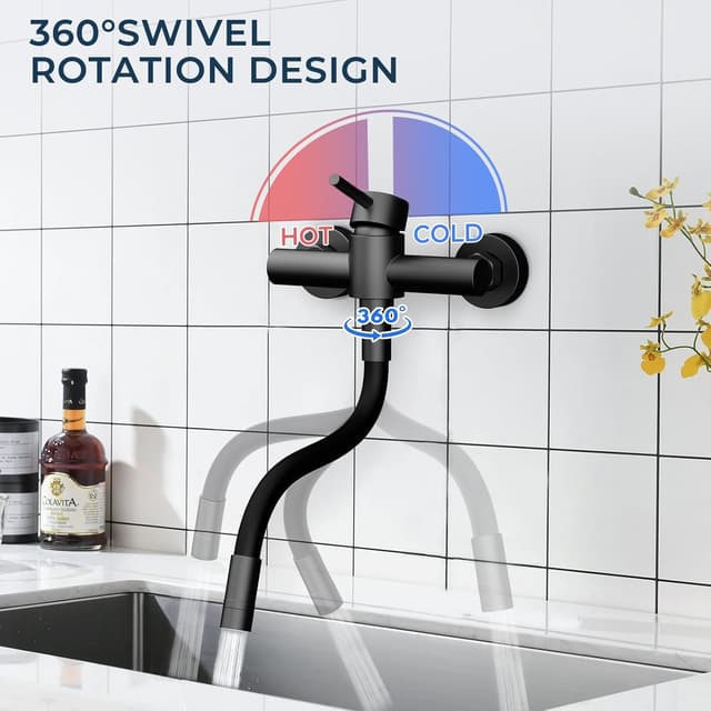 Thumbnail 6 de Hurran Rubinetto cucina muro nero 360°