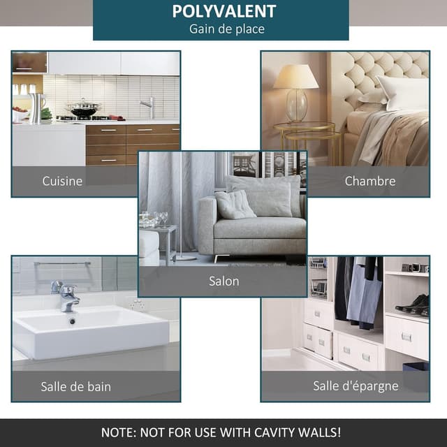 Detalle de HOMCOM Kit de porte coulissante à galandage pour porte 35–45 mm d’épaisseur (largeur max. 1 m) – charge max. 100 kg