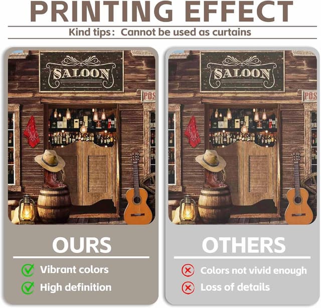 Detalle 2 de Luminora Western Cowboy Photography Backdrop (Fabric) 8x6ft – Rustic Country Bar Wooden House Wild West background