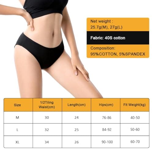 Detalle de flintronic pack 6 bragas de mujer de algodón con elastano (tiro medio-bajo)