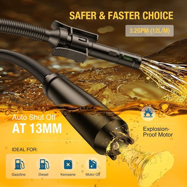 Detalle de CRESTWAVE Cordless Fuel Transfer Pump (3.2 GPM) with Auto-Stop and Battery Compatibility