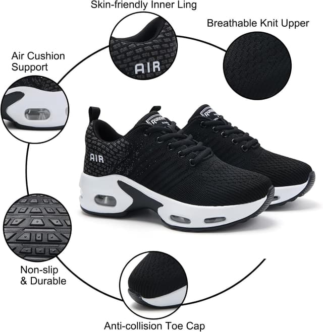 Detalle de HJJ Womens Air Cushion Arch Support Memory Foam Trainers