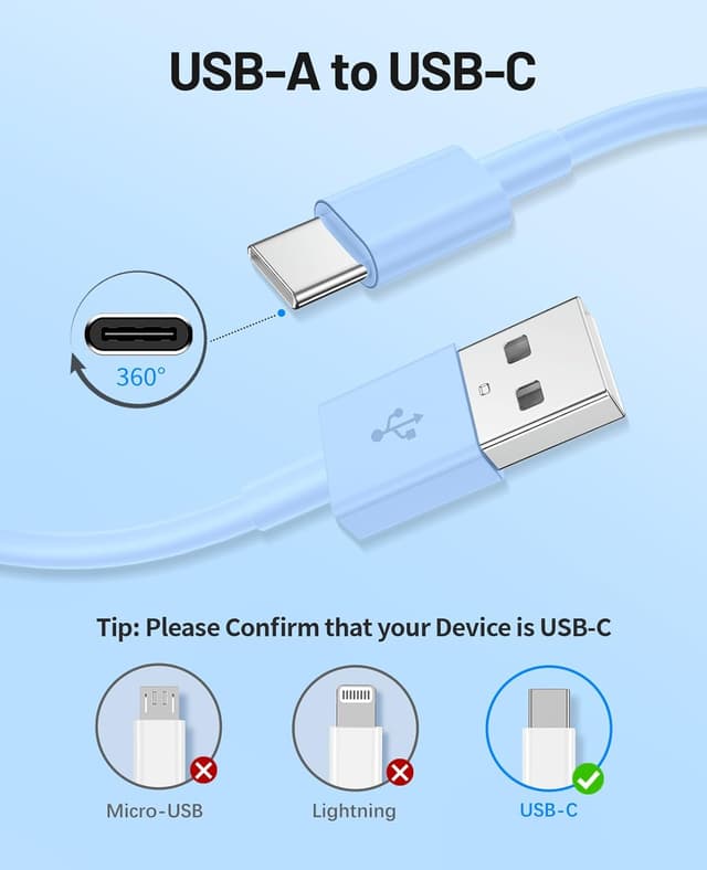 Detalle 2 de Extra Long USB C Cable Fast Charging 15FT (2-Pack) USB-A to USB-C with MFi Certification