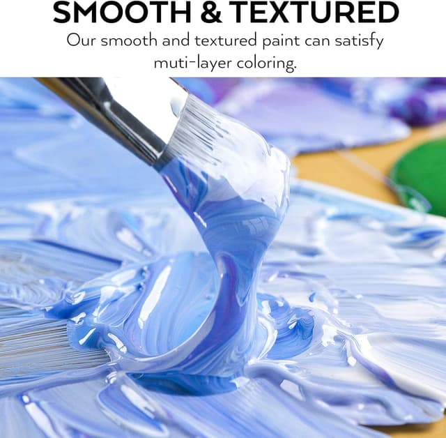 Detalle de Nicpro 14-Colour Large Bulk Acrylic Paint Set (500ml/16.9 fl oz) for multi-surface crafts and canvas work