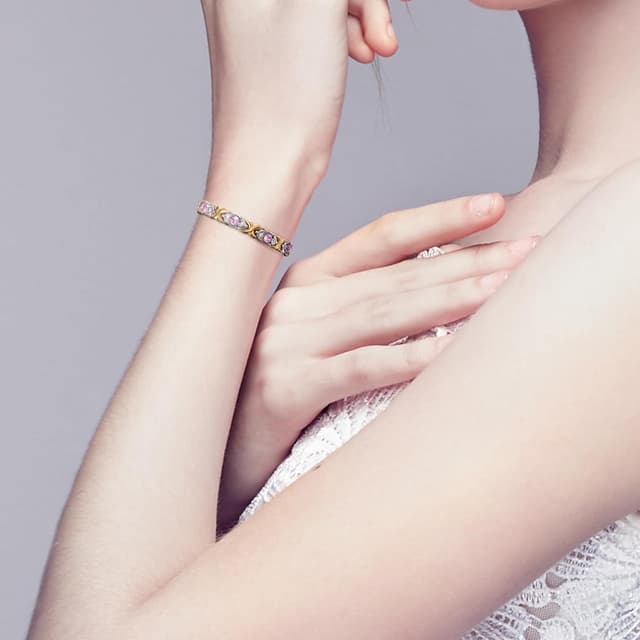 Detalle de JFUME braccialetti magnetici da donna in oro 18k con argento, regolabili con tool per rimuovere i link