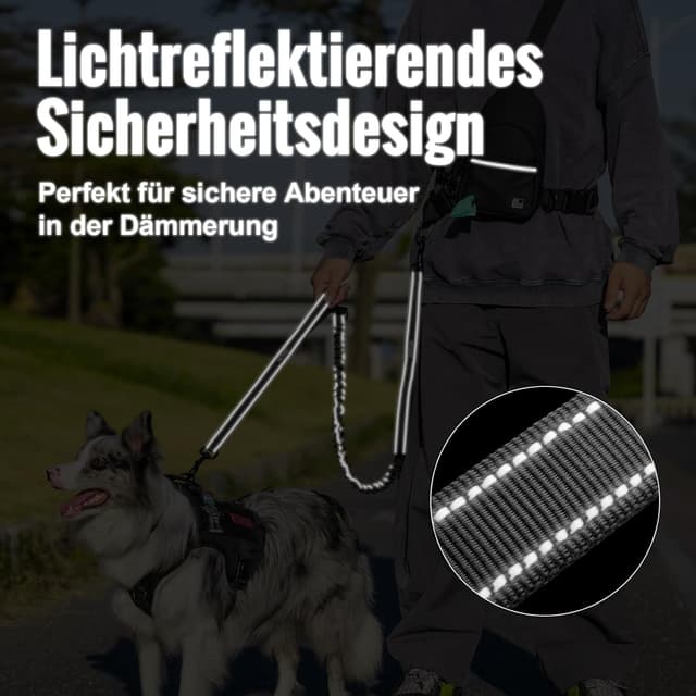 Thumbnail 6 de OneTigris laisse de jogging pour chien avec ceinture rembourrée, poche poitrine et double poignée (3 en 1)